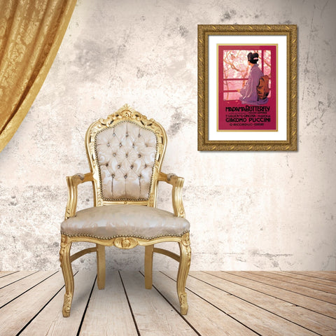 Madama Butterfly Gold Ornate Wood Framed Art Print with Double Matting by Unknown