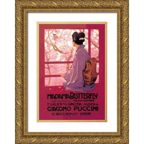 Madama Butterfly Gold Ornate Wood Framed Art Print with Double Matting by Unknown