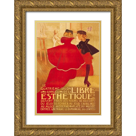 La Libre Esthetique Gold Ornate Wood Framed Art Print with Double Matting by Van Rysselberghe, Theodore