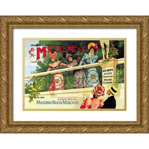 The Great Italian Store and Emporium, E. A. Mele, 1898 Gold Ornate Wood Framed Art Print with Double Matting by Villa, Aleardo