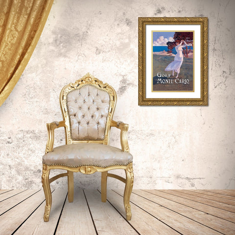 Golf Monte Carlo, 1900 Gold Ornate Wood Framed Art Print with Double Matting by Ximines, Elio