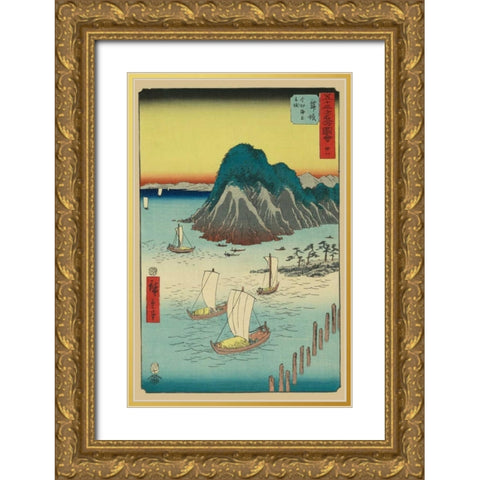 Maisaka, 1855 Gold Ornate Wood Framed Art Print with Double Matting by Hiroshige, Ando