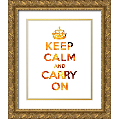 Keep Calm and Carry On - Texture I Gold Ornate Wood Framed Art Print with Double Matting by The British Ministry of Information