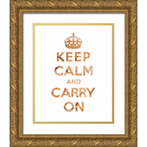 Keep Calm and Carry On - Texture II Gold Ornate Wood Framed Art Print with Double Matting by The British Ministry of Information