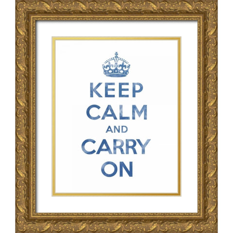 Keep Calm and Carry On - Texture III Gold Ornate Wood Framed Art Print with Double Matting by The British Ministry of Information