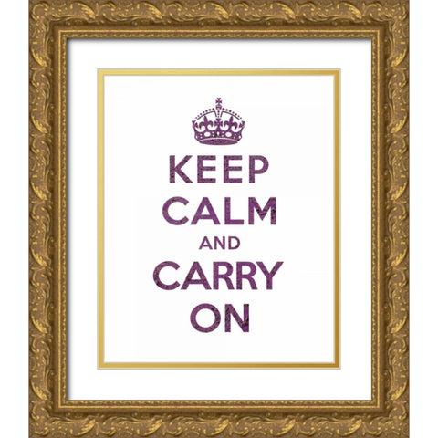 Keep Calm and Carry On - Texture VI Gold Ornate Wood Framed Art Print with Double Matting by The British Ministry of Information
