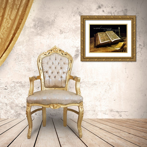 The Bible: Still Life with verse Gold Ornate Wood Framed Art Print with Double Matting by Van Gogh, Vincent