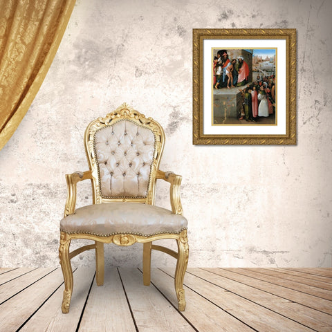Ecce Homo Gold Ornate Wood Framed Art Print with Double Matting by Bosch, Hieronymus