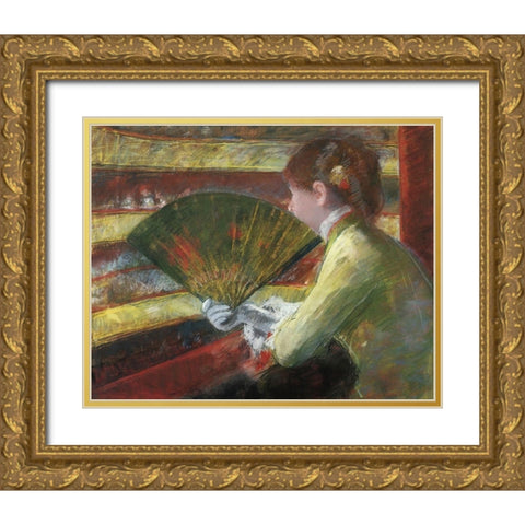 At The Theater II 1879 Gold Ornate Wood Framed Art Print with Double Matting by Cassatt, Mary