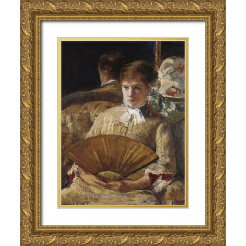 Portrait Of A Lady 1877 Gold Ornate Wood Framed Art Print with Double Matting by Cassatt, Mary