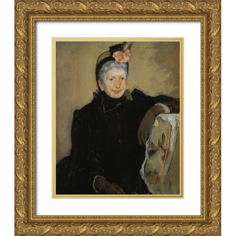 Portrait Of An Elderly Lady 1883 Gold Ornate Wood Framed Art Print with Double Matting by Cassatt, Mary