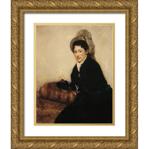 Portrait Of Madam X Dressed For The Matinee 1878 Gold Ornate Wood Framed Art Print with Double Matting by Cassatt, Mary