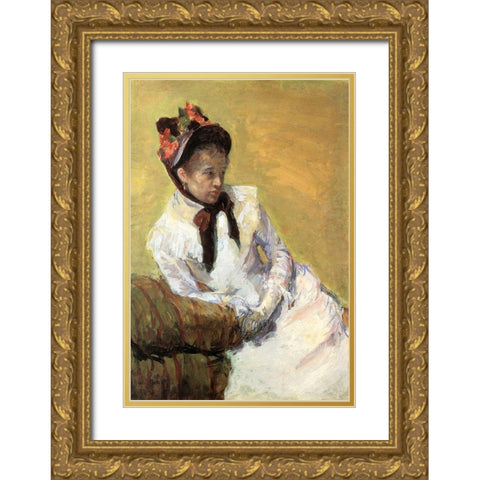 Portrait Of The Artist 1878 Gold Ornate Wood Framed Art Print with Double Matting by Cassatt, Mary