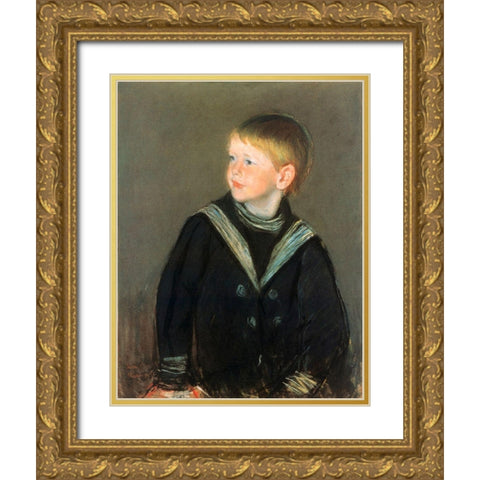 Sailor Boy Gardner As A Child 1892 Gold Ornate Wood Framed Art Print with Double Matting by Cassatt, Mary