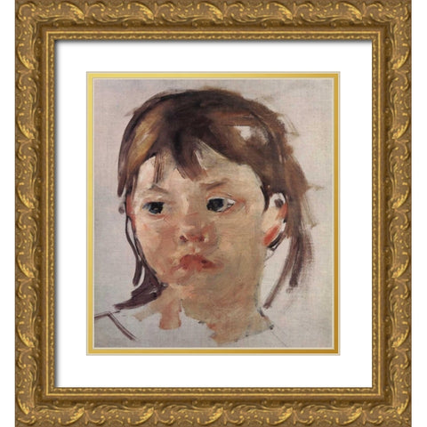 Sketch Of Mary Ellen 1899 Gold Ornate Wood Framed Art Print with Double Matting by Cassatt, Mary