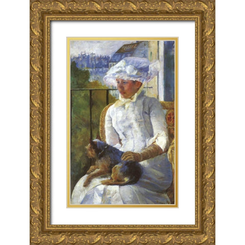 Young Girl At A Window 1883 Gold Ornate Wood Framed Art Print with Double Matting by Cassatt, Mary