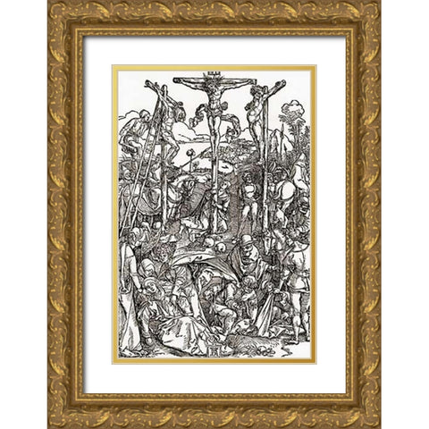 Calvary Gold Ornate Wood Framed Art Print with Double Matting by Durer, Albrecht