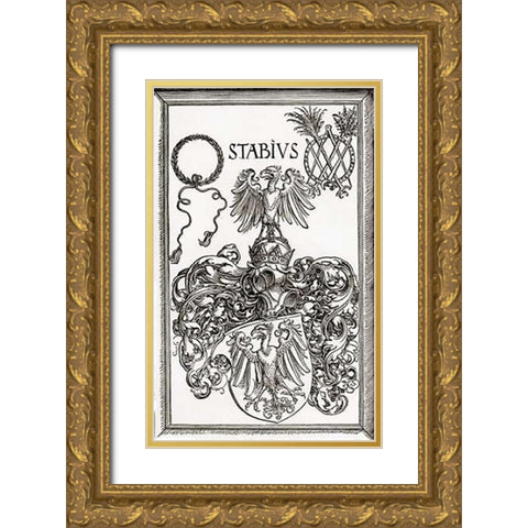 Coat Of Arms Of Johann Stabius Gold Ornate Wood Framed Art Print with Double Matting by Durer, Albrecht