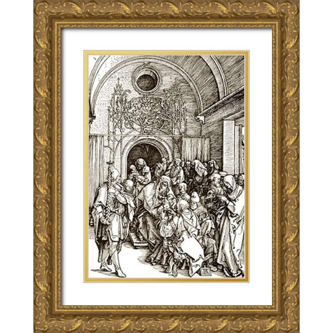 Life Of The Virgin 10 Gold Ornate Wood Framed Art Print with Double Matting by Durer, Albrecht