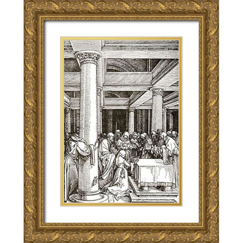 Life Of The Virgin 12 Gold Ornate Wood Framed Art Print with Double Matting by Durer, Albrecht