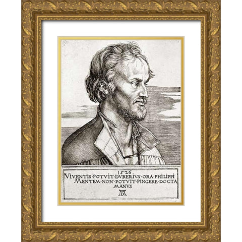 Philip Melanchthon Gold Ornate Wood Framed Art Print with Double Matting by Durer, Albrecht