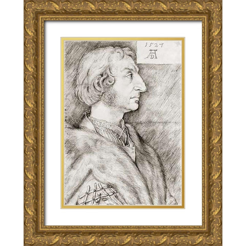 Portrait Of Ulrich Starck Gold Ornate Wood Framed Art Print with Double Matting by Durer, Albrecht