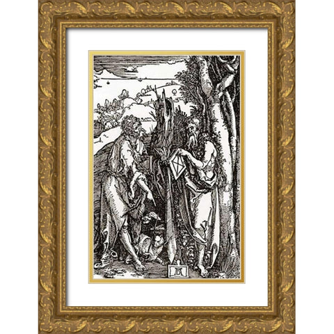 Sts John The Baptist And Onuphrius Gold Ornate Wood Framed Art Print with Double Matting by Durer, Albrecht
