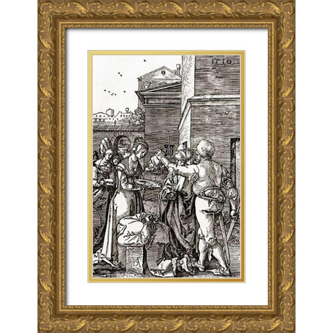 The Beheading Of St John Gold Ornate Wood Framed Art Print with Double Matting by Durer, Albrecht