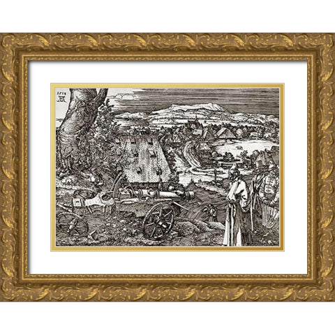 The Cannon Gold Ornate Wood Framed Art Print with Double Matting by Durer, Albrecht