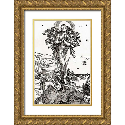 The Ecstasy Of St Mary Magdalene Gold Ornate Wood Framed Art Print with Double Matting by Durer, Albrecht