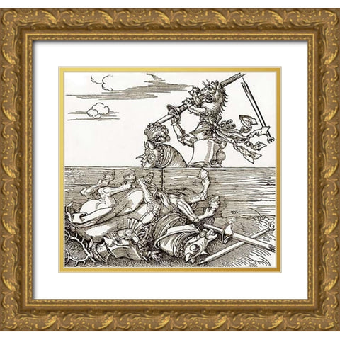 The Foreign Tournament Gold Ornate Wood Framed Art Print with Double Matting by Durer, Albrecht