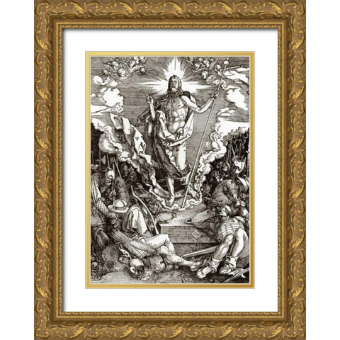 The Great Passion 12 Gold Ornate Wood Framed Art Print with Double Matting by Durer, Albrecht