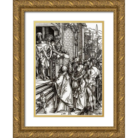 The Great Passion 3 Gold Ornate Wood Framed Art Print with Double Matting by Durer, Albrecht
