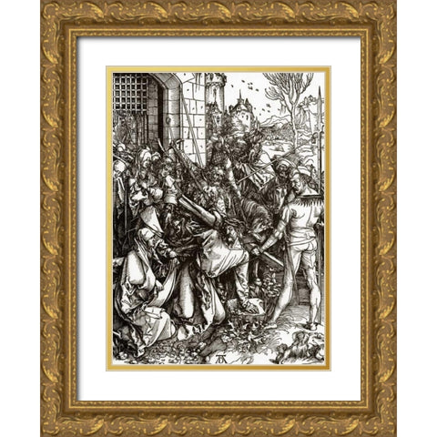 The Great Passion 4 Gold Ornate Wood Framed Art Print with Double Matting by Durer, Albrecht