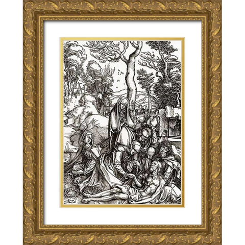The Great Passion 6 Gold Ornate Wood Framed Art Print with Double Matting by Durer, Albrecht