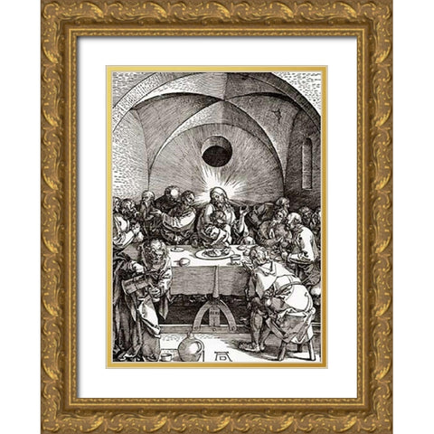 The Great Passion 9 Gold Ornate Wood Framed Art Print with Double Matting by Durer, Albrecht