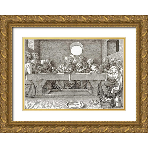 The Last Supper Gold Ornate Wood Framed Art Print with Double Matting by Durer, Albrecht