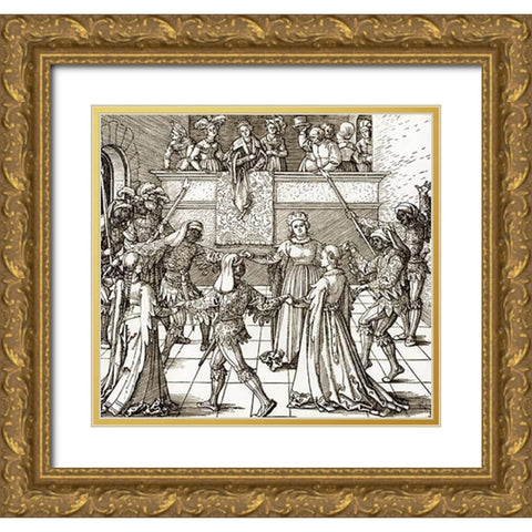 The Masquerade Gold Ornate Wood Framed Art Print with Double Matting by Durer, Albrecht