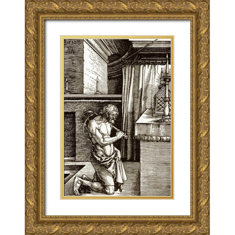 The Penitent Gold Ornate Wood Framed Art Print with Double Matting by Durer, Albrecht