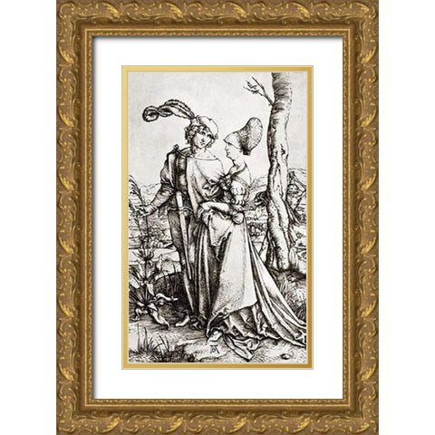 The Promenade Gold Ornate Wood Framed Art Print with Double Matting by Durer, Albrecht