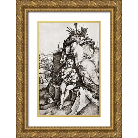 The Repentance Of St John Museumysostom Gold Ornate Wood Framed Art Print with Double Matting by Durer, Albrecht