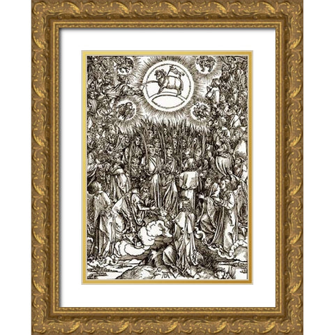The Revelation Of St John 13 Gold Ornate Wood Framed Art Print with Double Matting by Durer, Albrecht