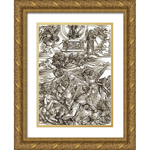 The Revelation Of St John 8 Gold Ornate Wood Framed Art Print with Double Matting by Durer, Albrecht