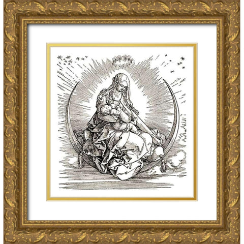The Virgin In Glory Gold Ornate Wood Framed Art Print with Double Matting by Durer, Albrecht