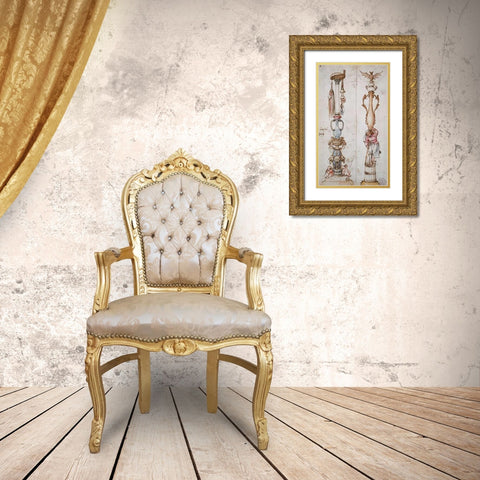 Two Emblematical Designs For Columns Gold Ornate Wood Framed Art Print with Double Matting by Durer, Albrecht