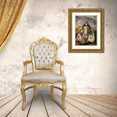 Pieta Gold Ornate Wood Framed Art Print with Double Matting by El Greco