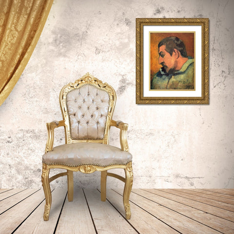 Portrait Of The Artist Gold Ornate Wood Framed Art Print with Double Matting by Gauguin, Paul