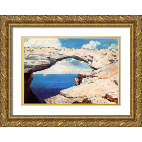Glass Windows Bahamas Gold Ornate Wood Framed Art Print with Double Matting by Homer, Winslow
