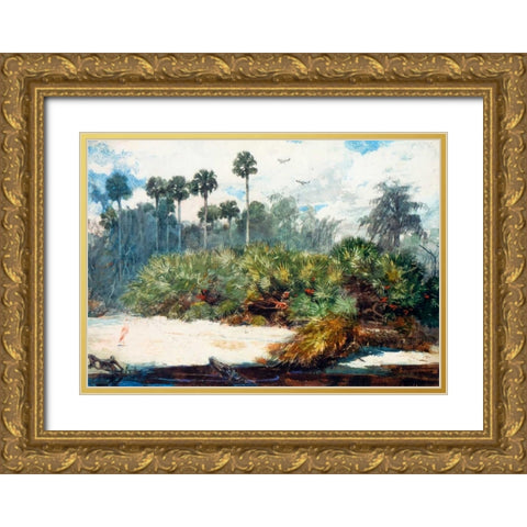 In A Florida Jungle Gold Ornate Wood Framed Art Print with Double Matting by Homer, Winslow