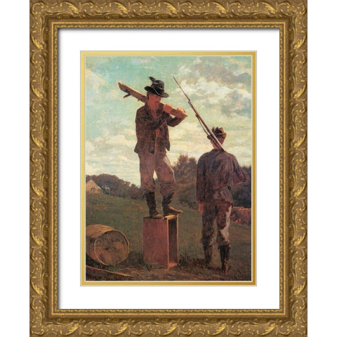 In Front Of The Guard House Gold Ornate Wood Framed Art Print with Double Matting by Homer, Winslow